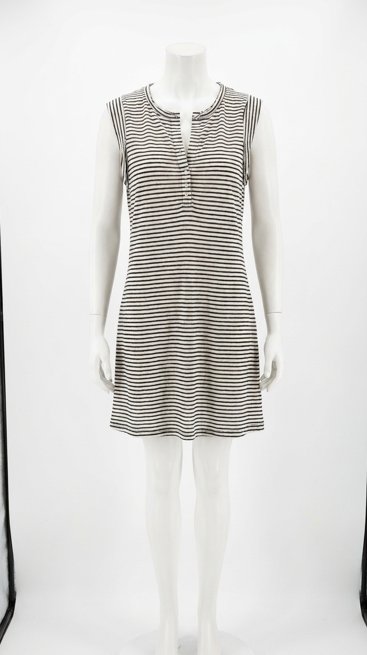 NEW SUNDAYS linen cloud dress in mono luxe stripe